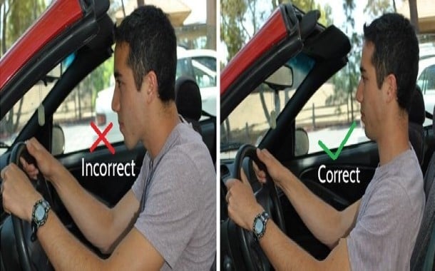 طريقة الجلوس الصحيحة أثناء قيادة السيارة
